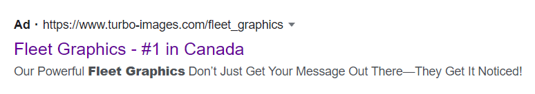 Exemple de publicité Google Ads dans le réseau de recherche de Google